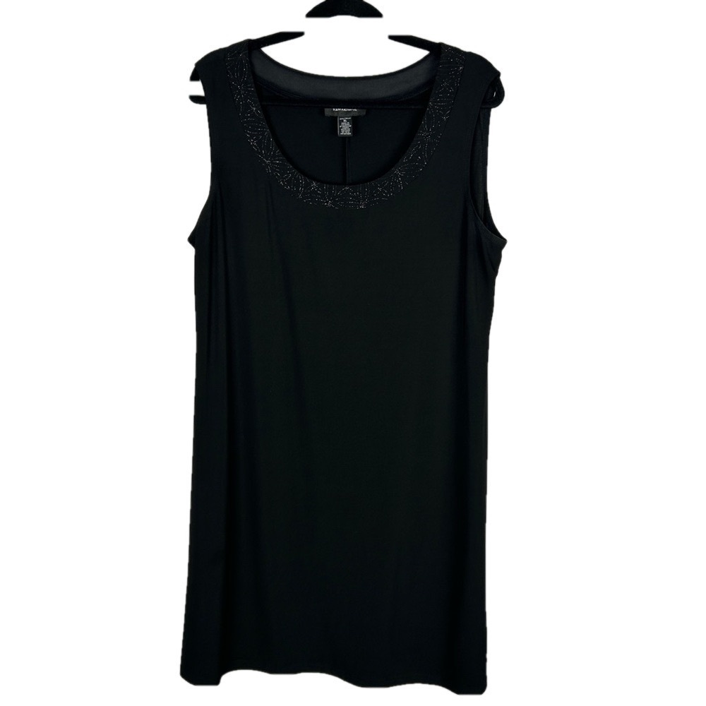 R & M Richards Classic Elegant Sleeveless Knee Length Shift Dress XL Black